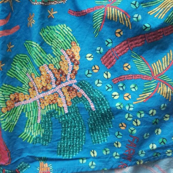 Farm Rio Tropical Mini Dress XL Chic Feminine Summer Embroided Cotton Tiered - Picture 5 of 12